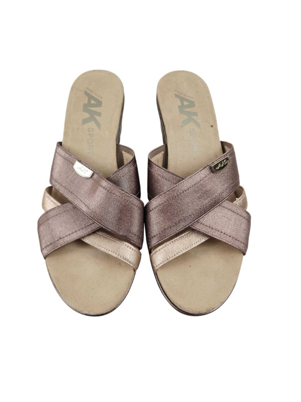 Anne Klein AK Sport Womens Wedge Sandals Metallic Straps Bronze Size 9.5M Peggy - Picture 4 of 12